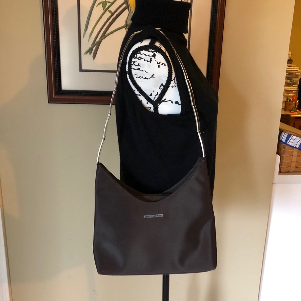 Helix Brown Shoulder Bag with Silver-Accent Strap